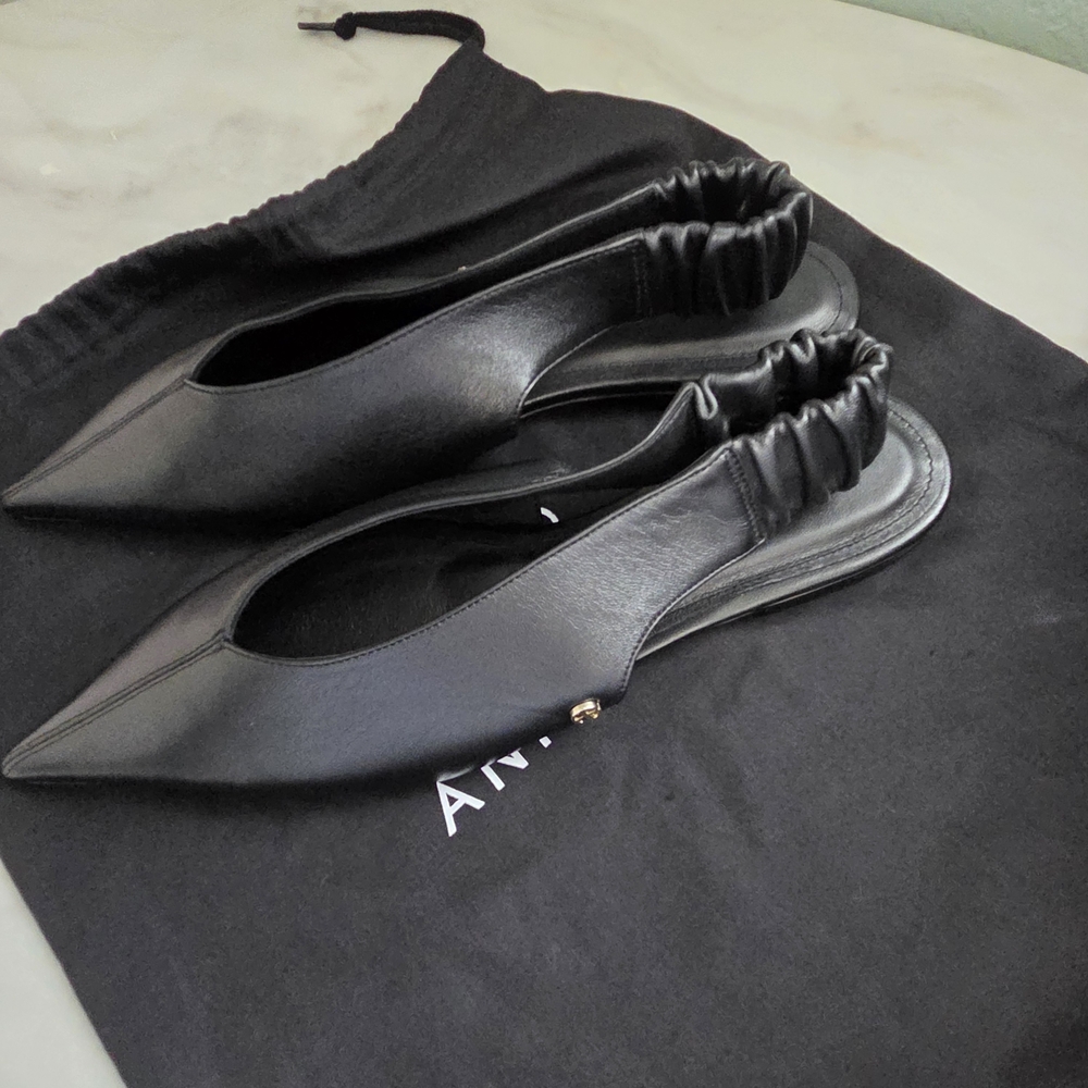 Anine Bing Hilda Slingback Black Leather Flats - Picture 6 of 12